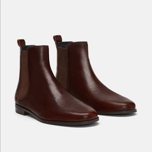 Oxblood Zara leather slim ankle boots with elastic sides